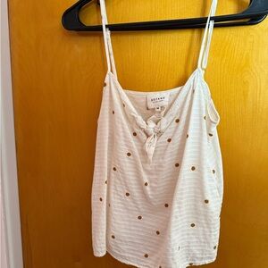 Ivory Polka Dot Tie-Front Cami Top
